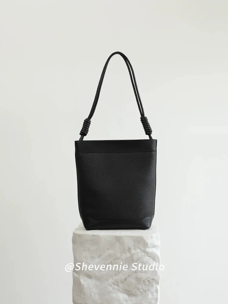 Genuine Leather Bucket Shoulder Bag