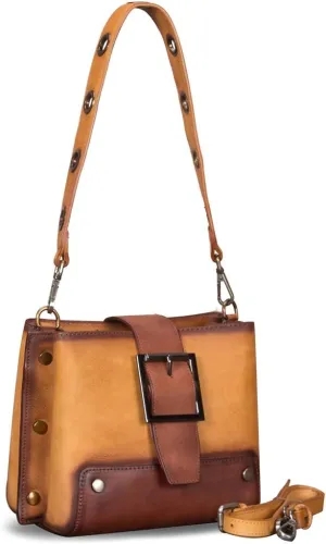 Genuine Leather Crossbody Bag for Women Vintage Shoulder Satchel Purse with Convertible Double Straps Handbag