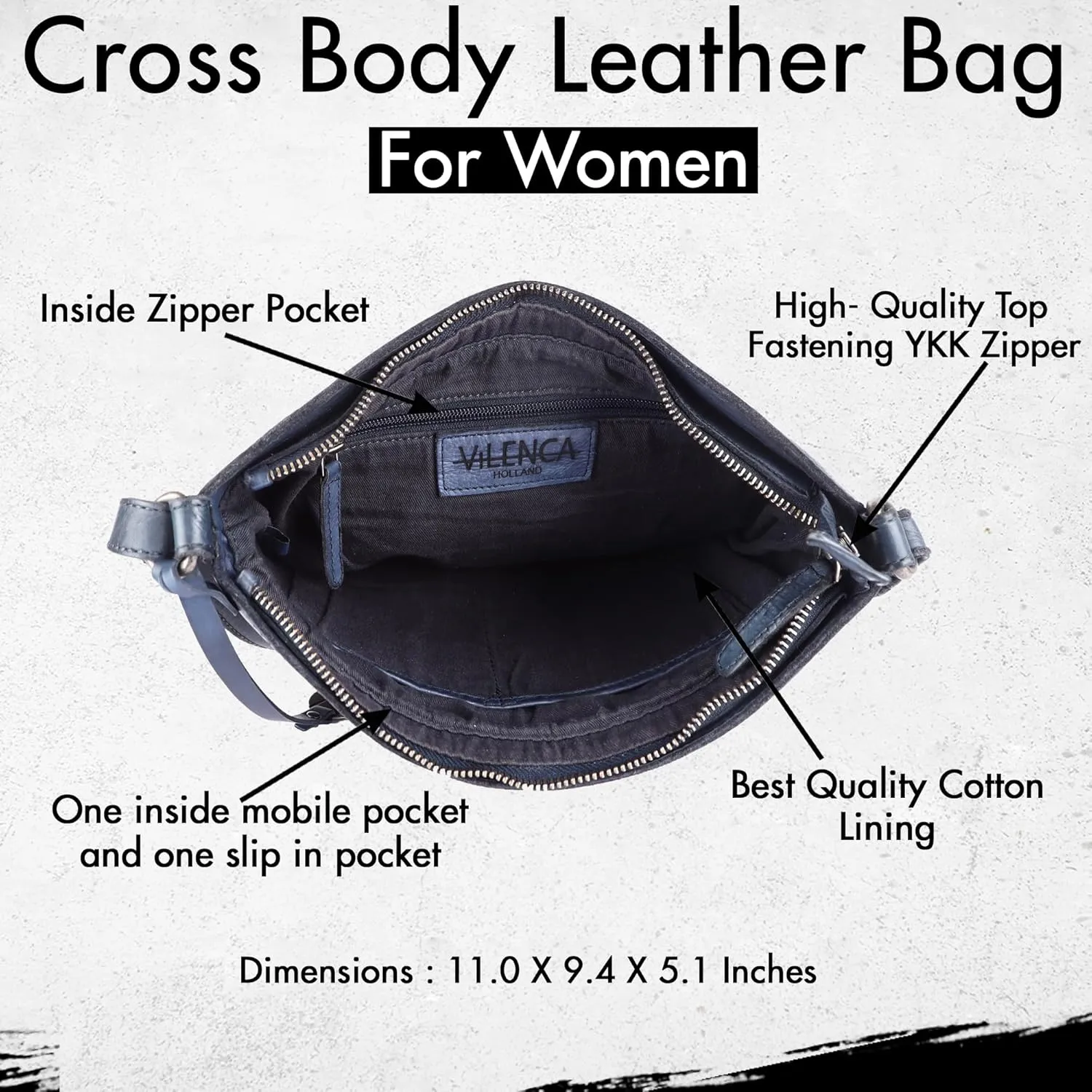 Genuine Leather Crossbody Sling Bag for Women - Trendy Casual Office Bag with Adjustable Strap