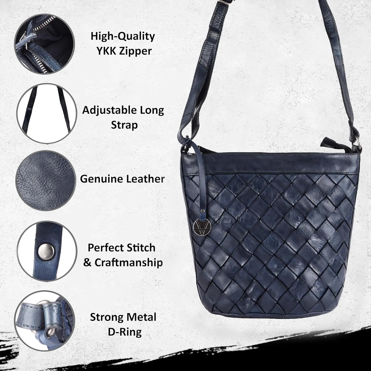 Genuine Leather Crossbody Sling Bag for Women - Trendy Casual Office Bag with Adjustable Strap