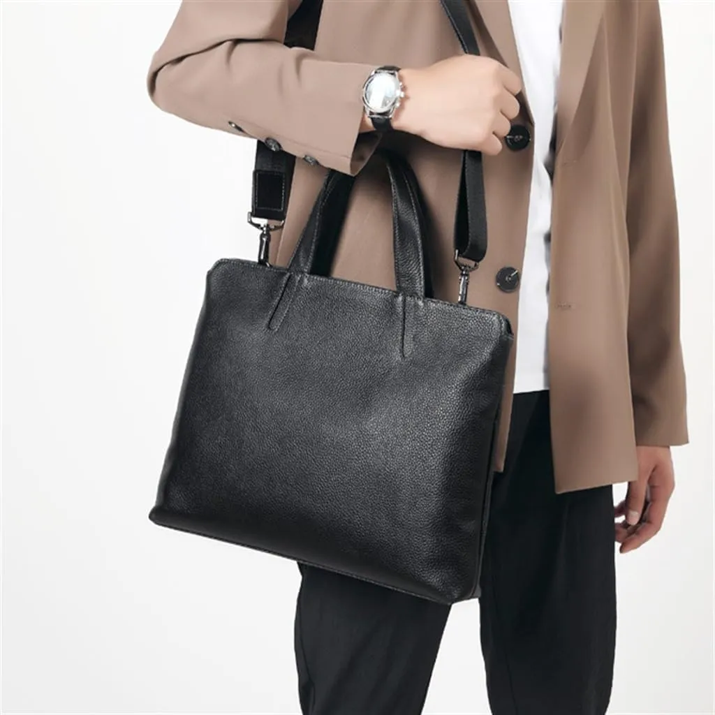 Genuine Leather Handbag Business Casual Horizontal Bag Bag Layer Cowhide Large Capacity Briefcase