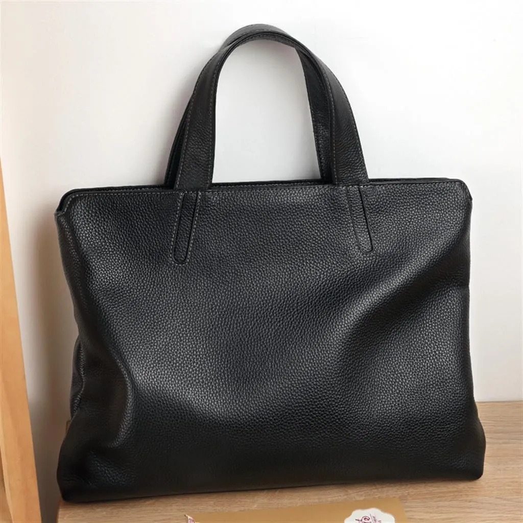Genuine Leather Handbag Business Casual Horizontal Bag Bag Layer Cowhide Large Capacity Briefcase