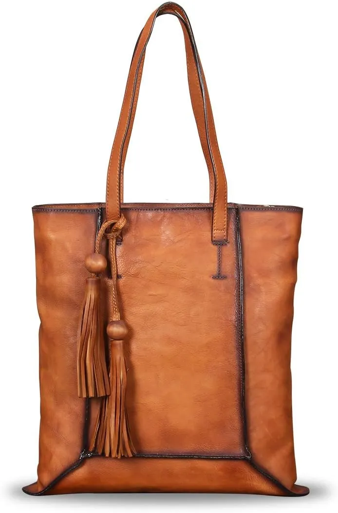 Genuine Leather Large Shoulder Bag Tote Bag for Women Vintage Real Leather Purses and Handbags Satchel Bags