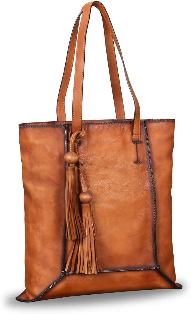 Genuine Leather Large Shoulder Bag Tote Bag for Women Vintage Real Leather Purses and Handbags Satchel Bags