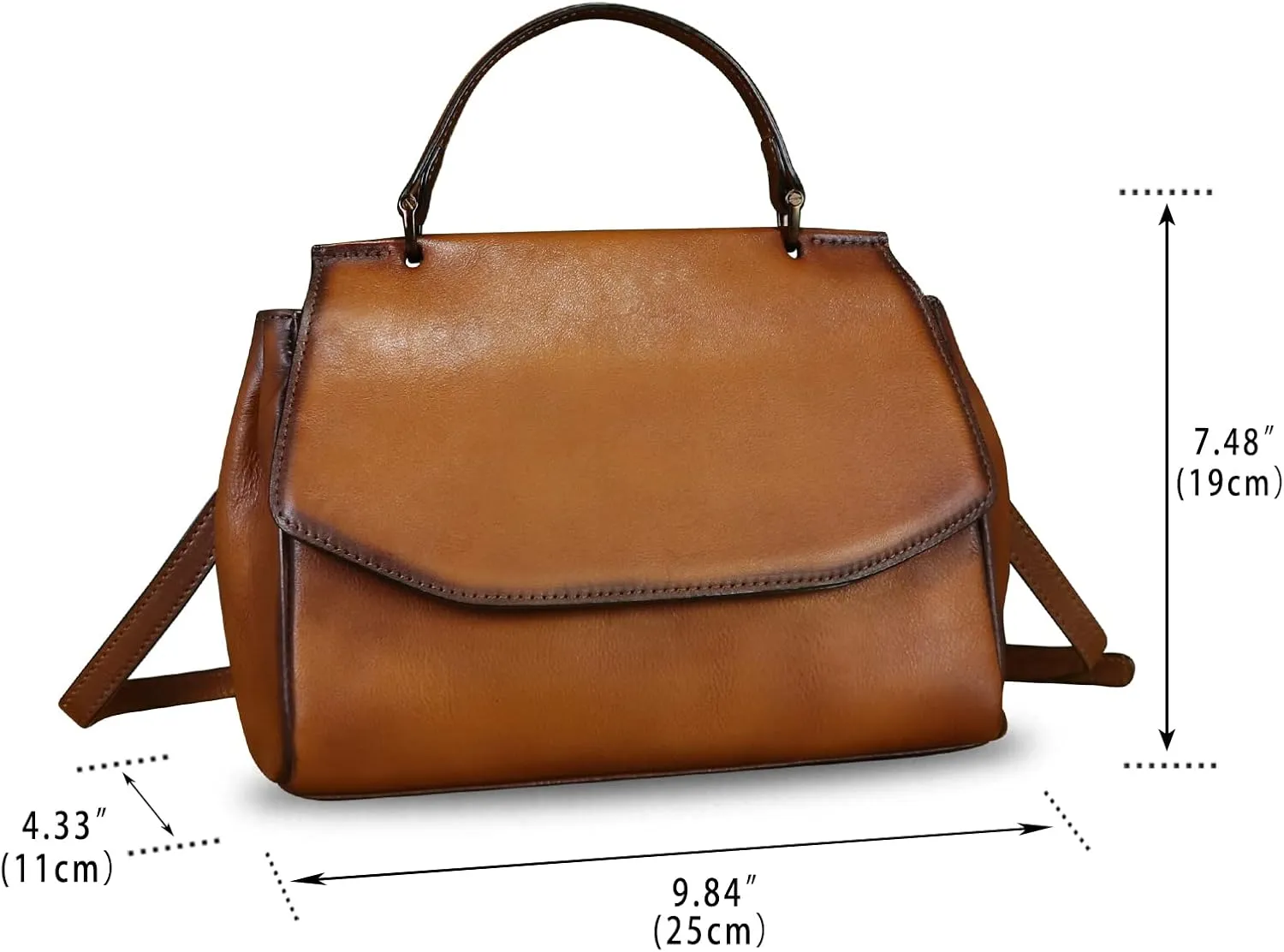 Genuine Leather Satchel for Women Crossbody Bags Handmade Vintage Top Handle Handbags Purse