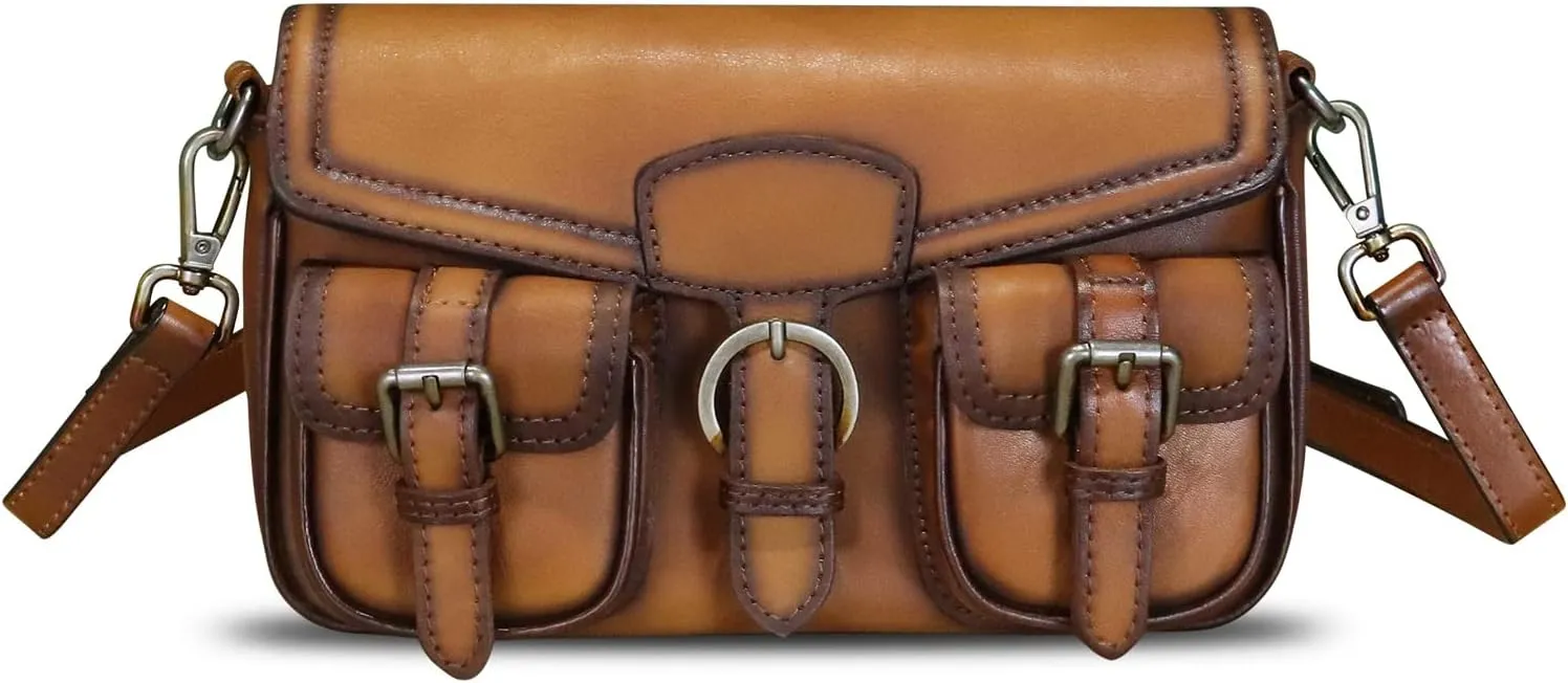 Genuine Leather Satchel for Women Vintage Handbag Purse Handmade Retro Crossbody Bag Purse Shoulder Bag