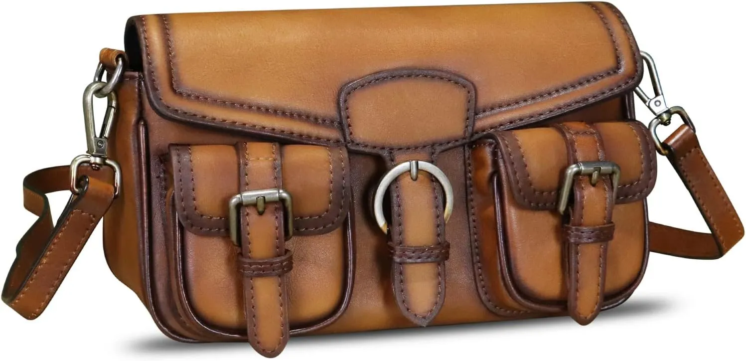 Genuine Leather Satchel for Women Vintage Handbag Purse Handmade Retro Crossbody Bag Purse Shoulder Bag