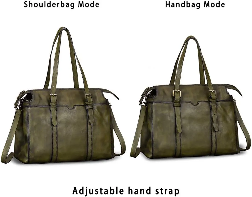 Genuine Leather Shoulder Bag Tote Bag for Women Vintage Real Leather Purses and Handbags Crossbody Satchel Bag with Strap