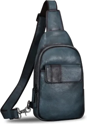 Genuine Leather Sling Bag - Vintage Sling Backpack for Men & Women - Fashion Shoulder & Crossbody Bag