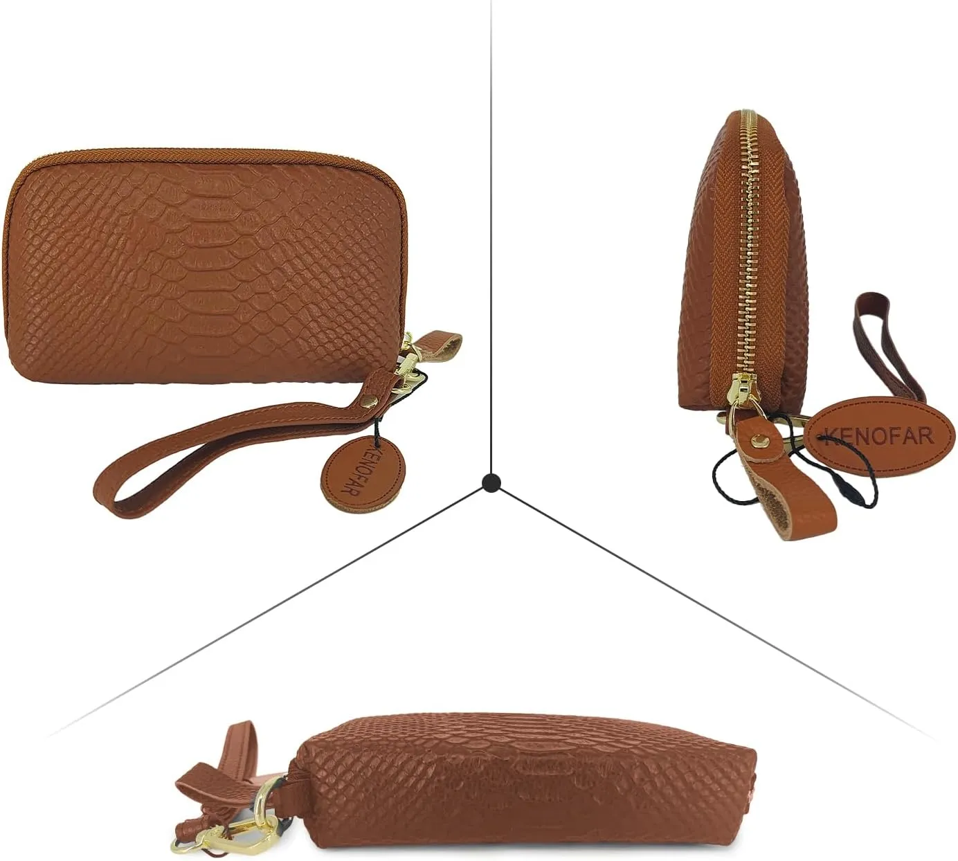 Genuine Leather Small Wristlet Wallet for Women Fashion Purse with Zipper