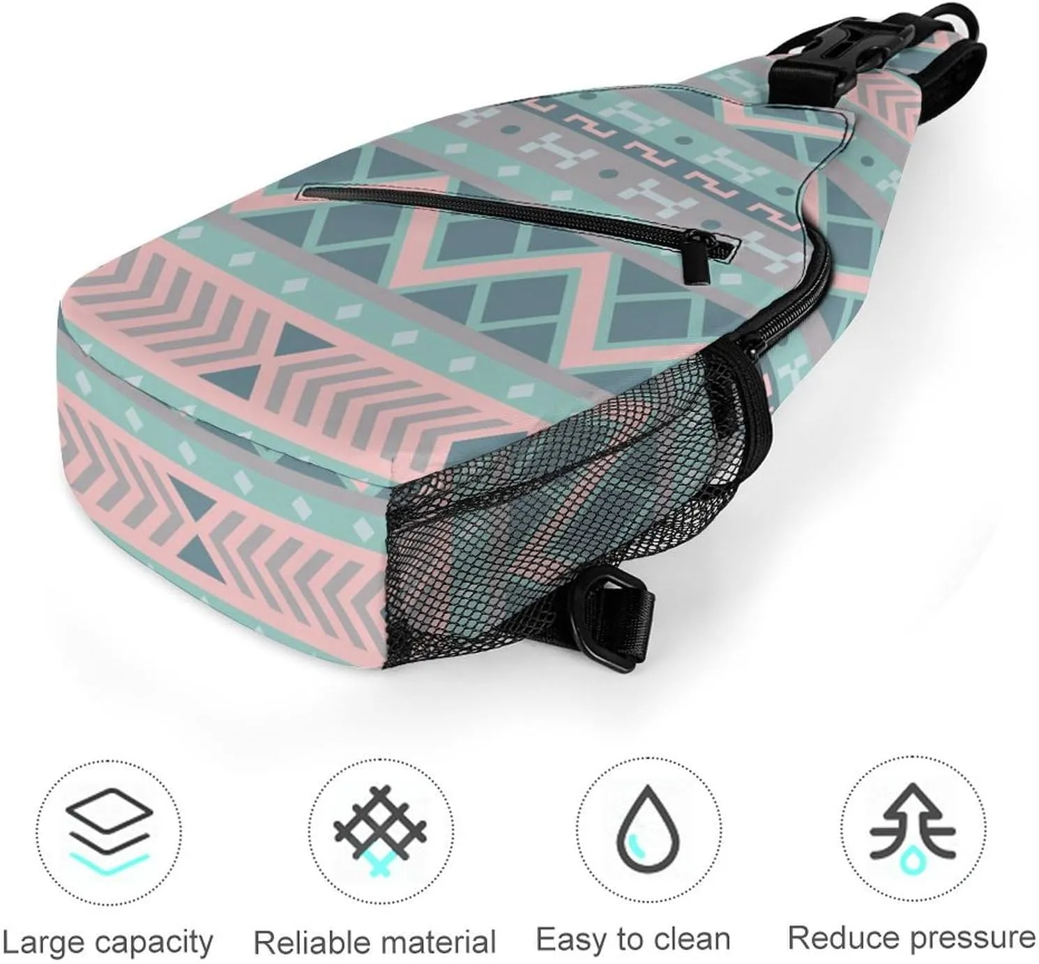 Geometrical Bulgarian Style Sling Backpack, Crossbody Shoulder Bag, Chest Bags for Outdoor Travel Fitness