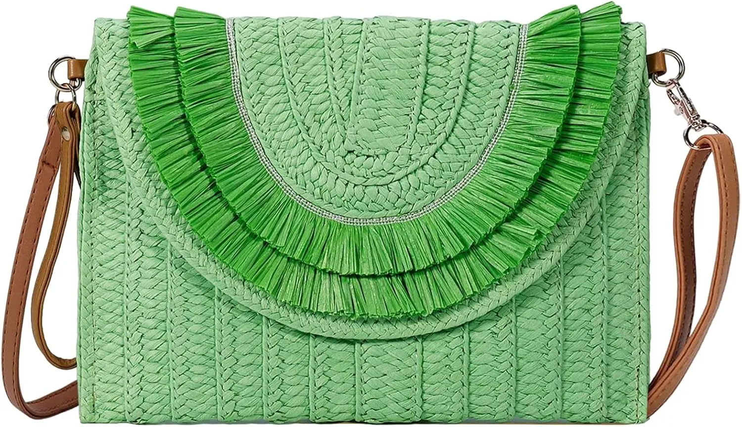 Gets Straw Clutch Bags for Women Handmade Woven Summer Beach Envelope Purse Wallet Crossbody Bag with Strap