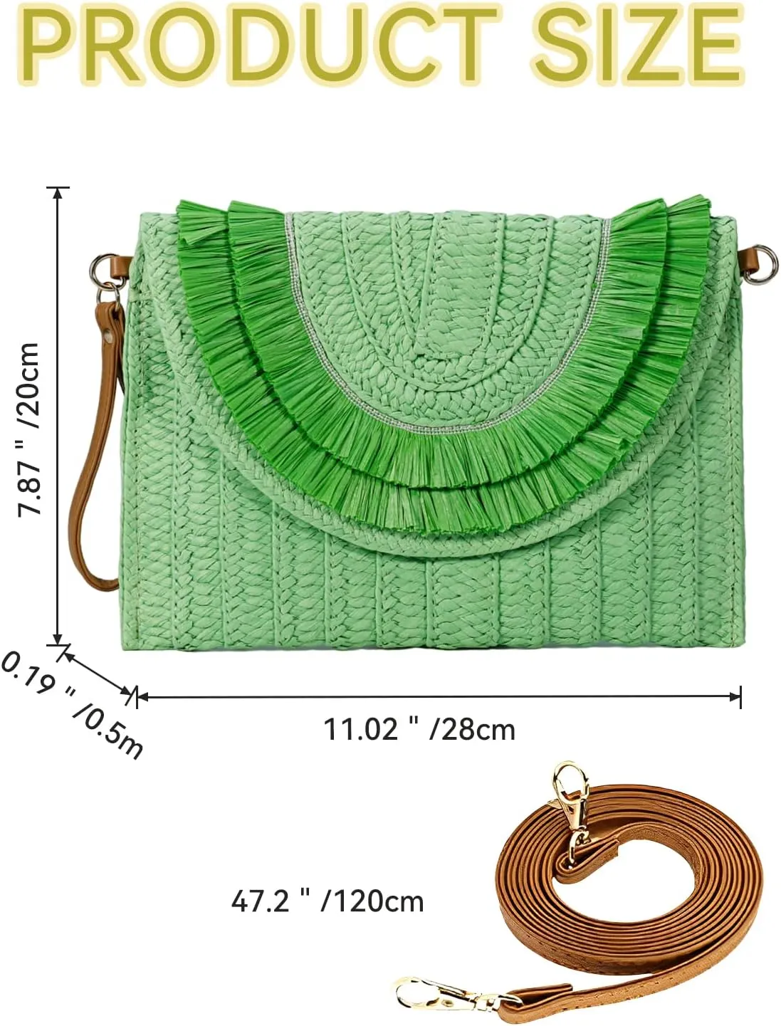 Gets Straw Clutch Bags for Women Handmade Woven Summer Beach Envelope Purse Wallet Crossbody Bag with Strap