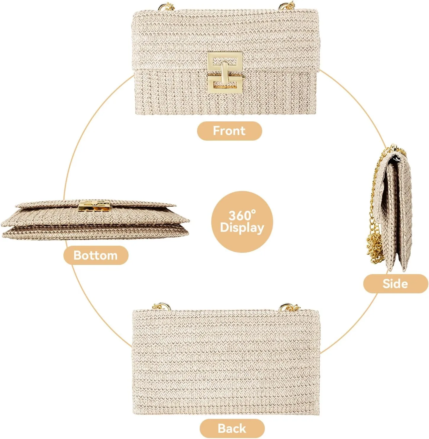 Gets Straw Clutch, Straw Clutch Women Hand-woven for Summer Beach Envelope Clutch Purse Wallet