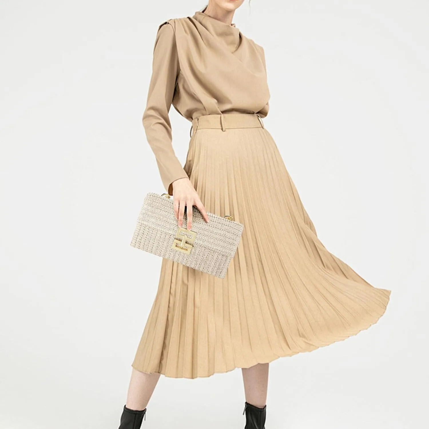 Gets Straw Clutch, Straw Clutch Women Hand-woven for Summer Beach Envelope Clutch Purse Wallet