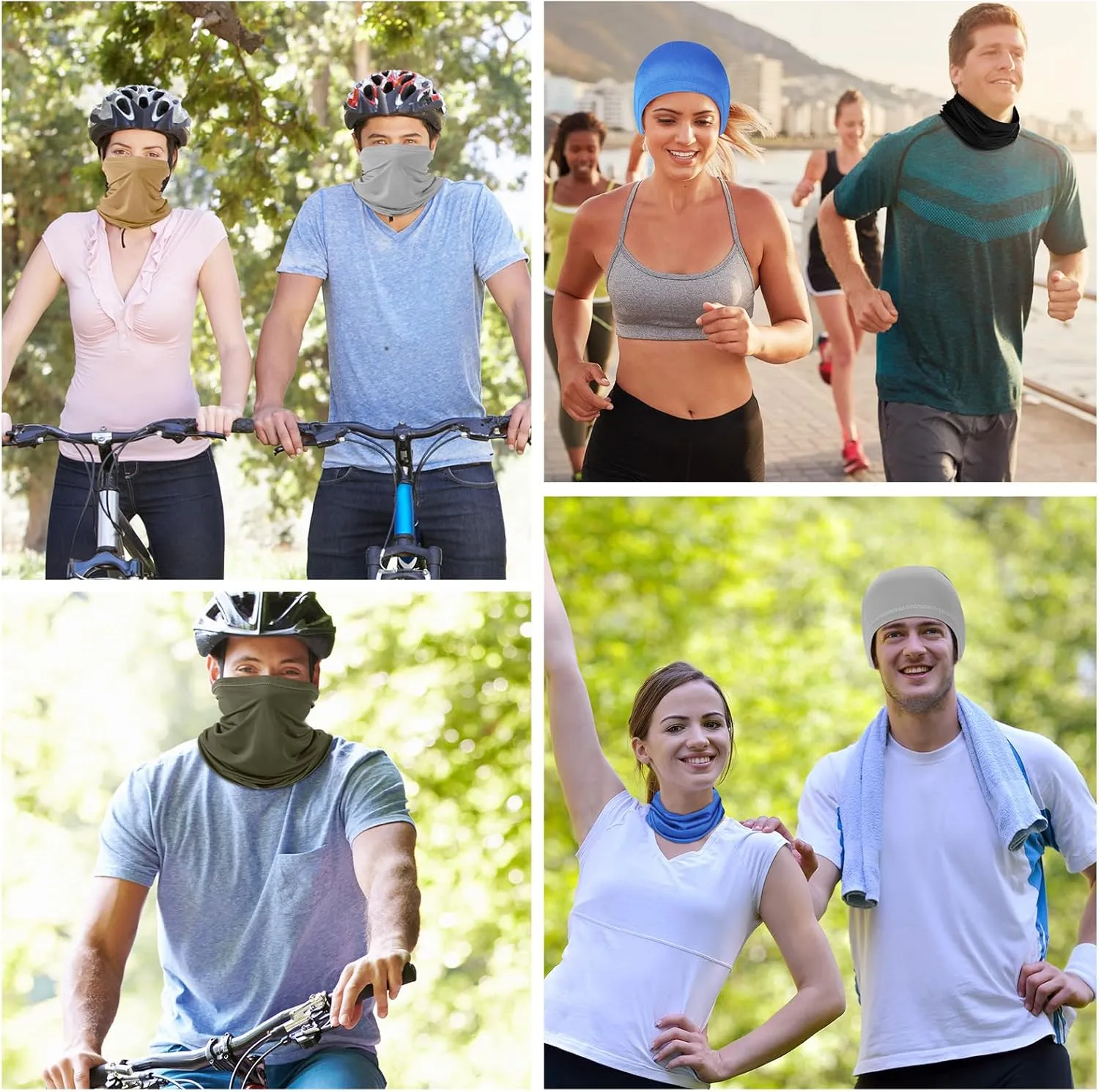 Geyoga 6 Pieces Summer UV Protection Cooling Neck Gaiter Face Clothing Neck Gaiter Mask Scarf Sunscreen Breathable Bandana