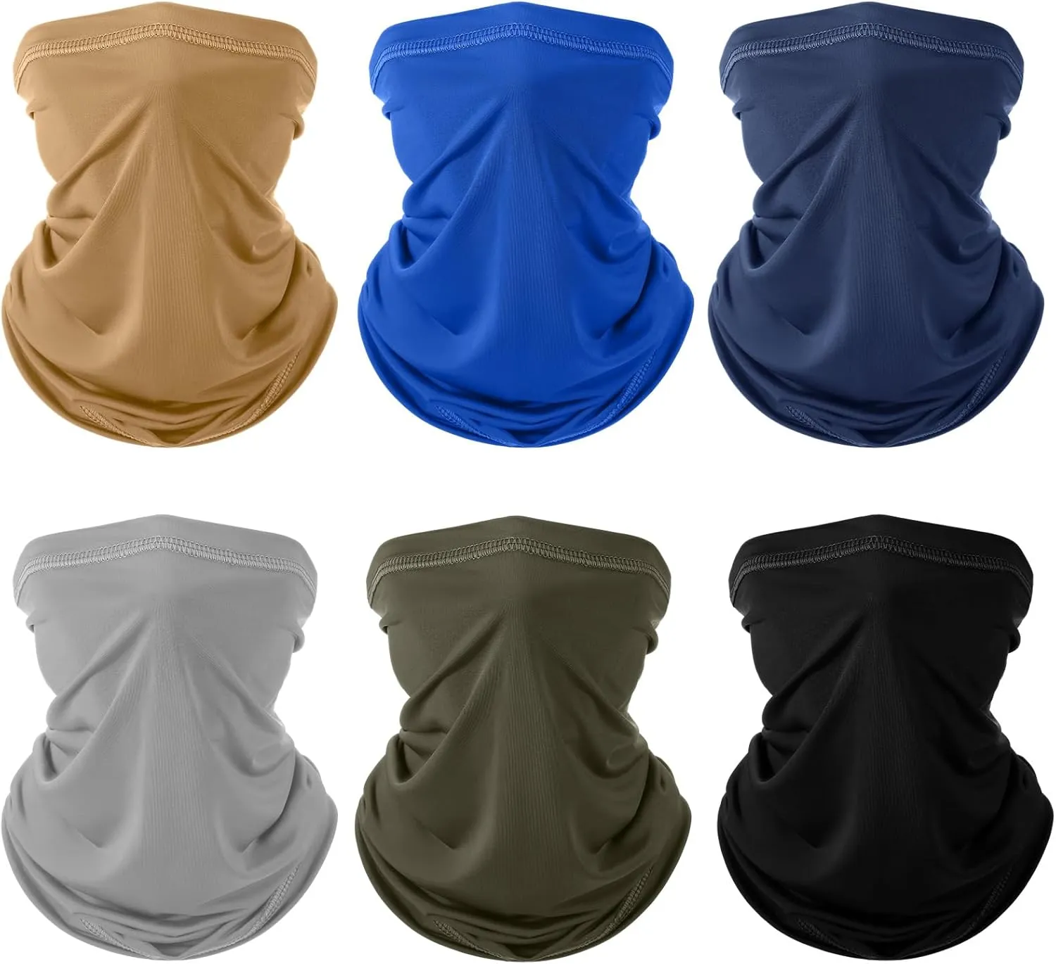 Geyoga 6 Pieces Summer UV Protection Cooling Neck Gaiter Face Clothing Neck Gaiter Mask Scarf Sunscreen Breathable Bandana