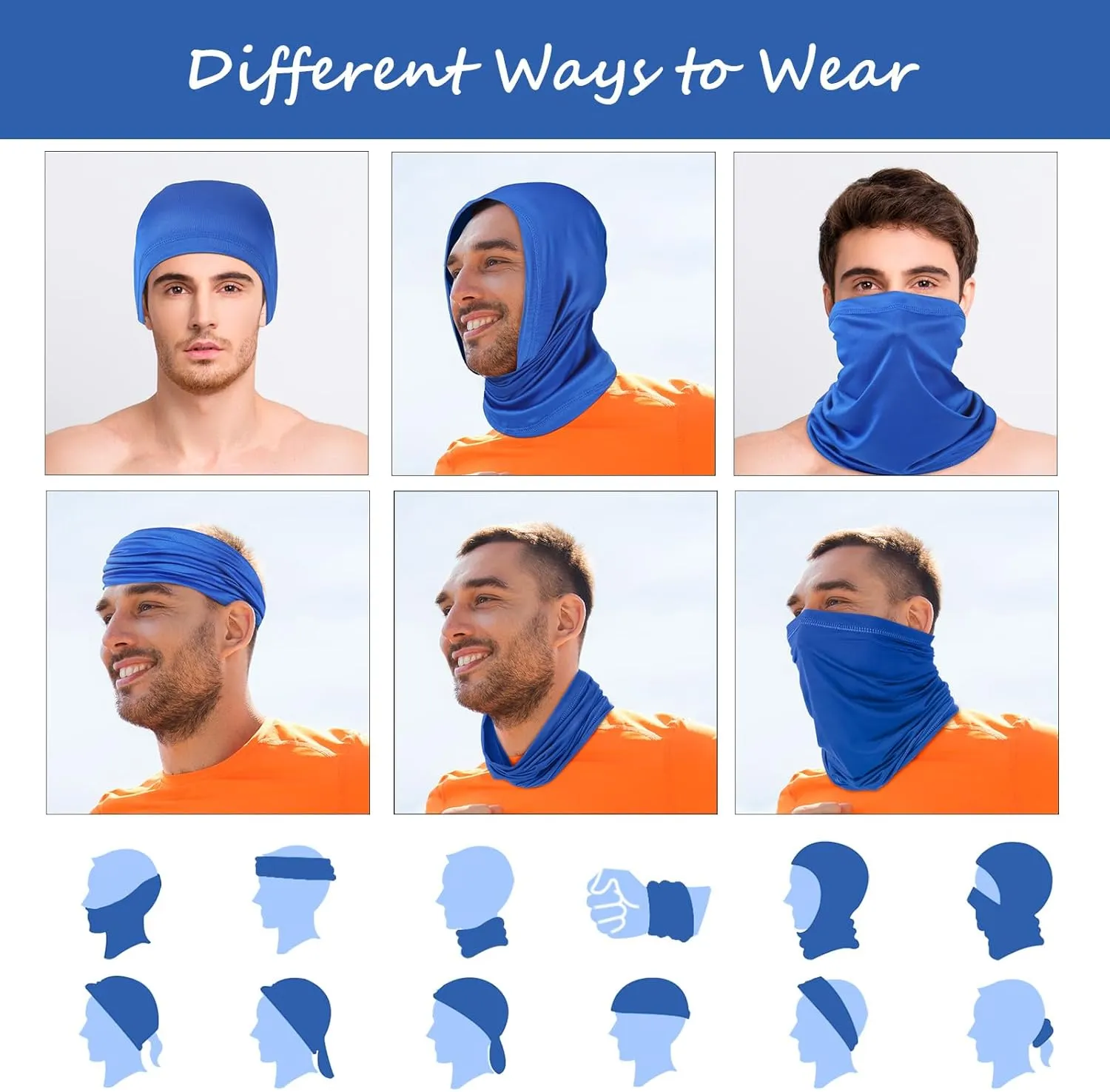 Geyoga 6 Pieces Summer UV Protection Cooling Neck Gaiter Face Clothing Neck Gaiter Mask Scarf Sunscreen Breathable Bandana