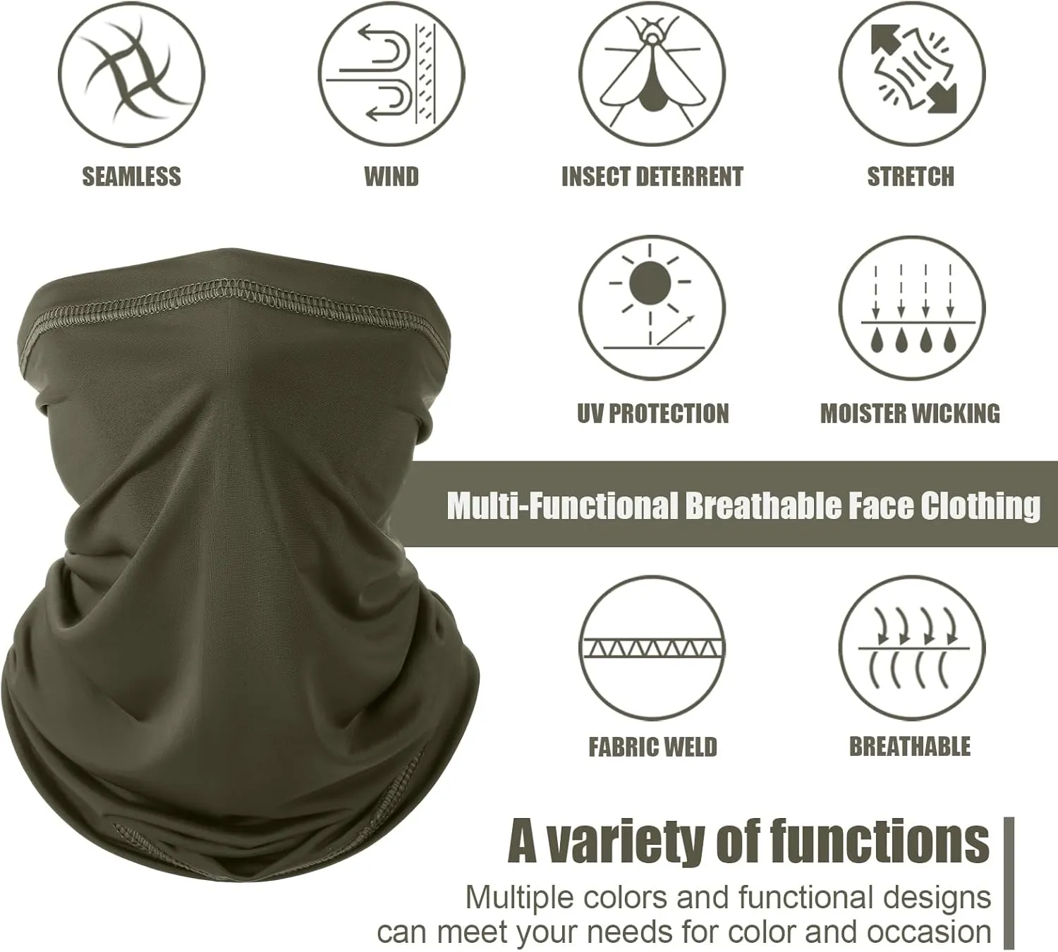 Geyoga 6 Pieces Summer UV Protection Cooling Neck Gaiter Face Clothing Neck Gaiter Mask Scarf Sunscreen Breathable Bandana