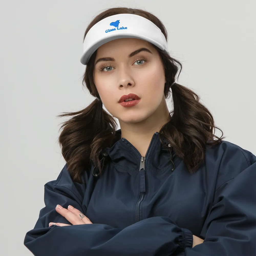 Glass Lake Visor with embroidered artwork & adjustable velcro strap
