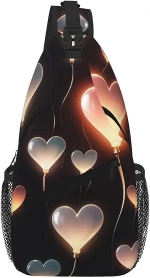 Glowing Heart Love Sling Bag For Women Men Travel Hiking Backpack Crossbody Shoulder Chest Bags Casual Daypack