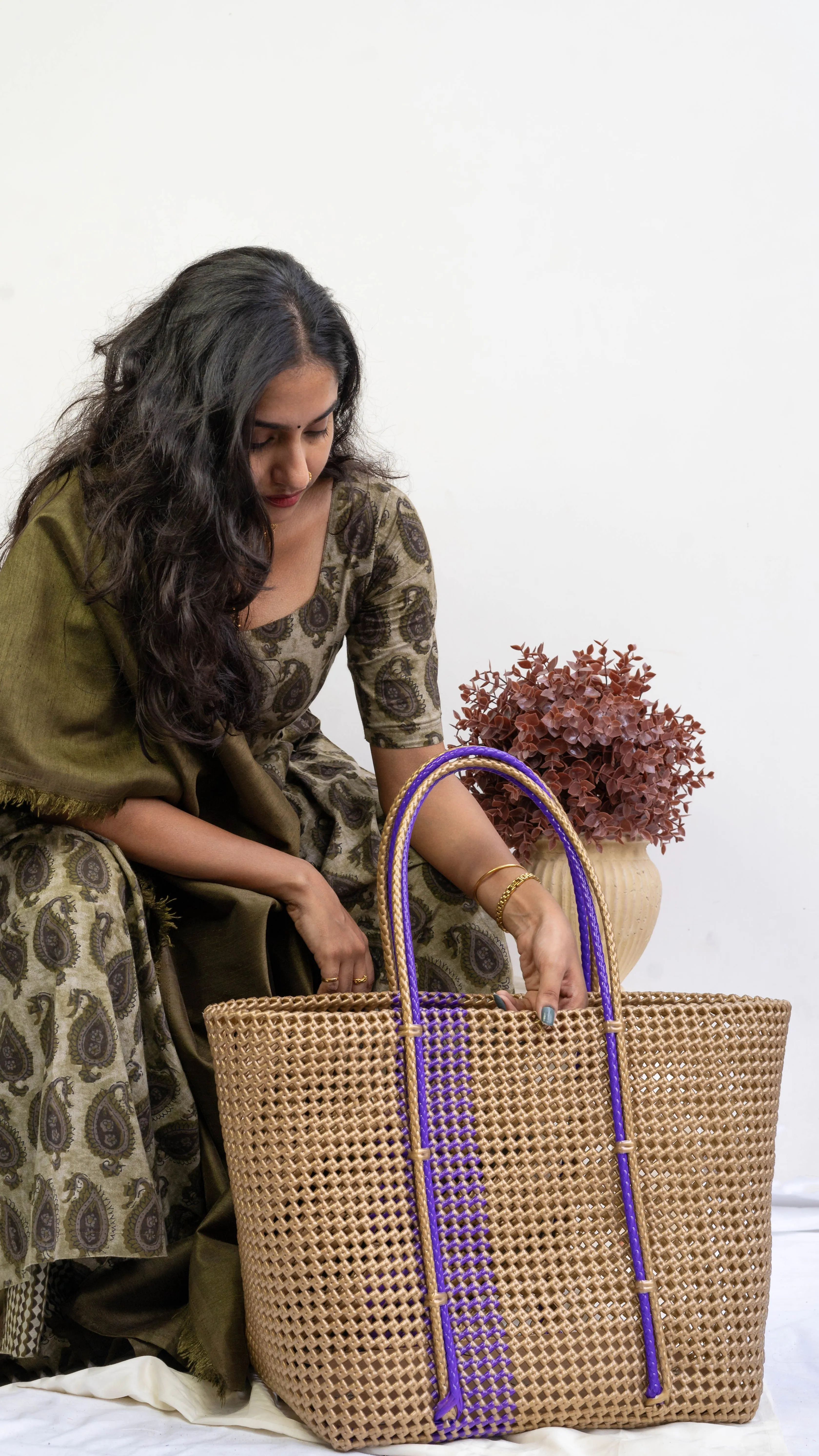 Gold & Purple Wire Basket - Extra large
