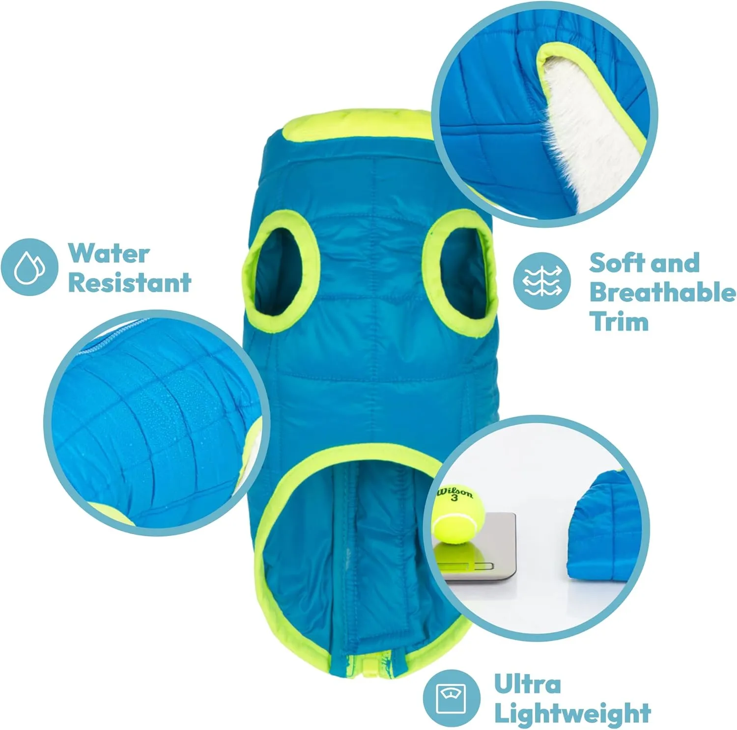 Gooby Comfort Jacket - Warm Water Resistant Zip Up Dog Jacket - Small and Medium Dogs