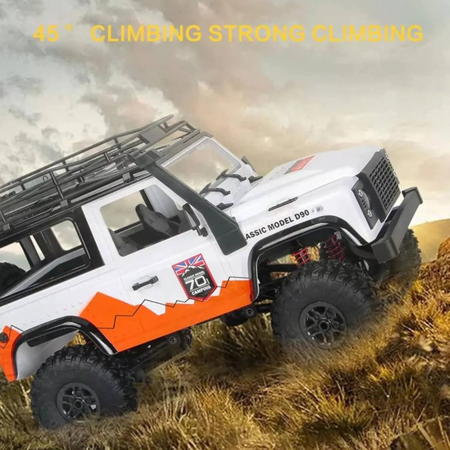 GoolRC MN99 RC Rock Crawler, 1:12 Scale Remote Control Car, 2.4GHz 4WD Off Road RC Truck, All Terrains Climbing Car, Electric Vehicle Toys Gifts for Adults, Include 3 Batteries (White)