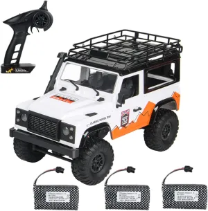 GoolRC MN99 RC Rock Crawler, 1:12 Scale Remote Control Car, 2.4GHz 4WD Off Road RC Truck, All Terrains Climbing Car, Electric Vehicle Toys Gifts for Adults, Include 3 Batteries (White)