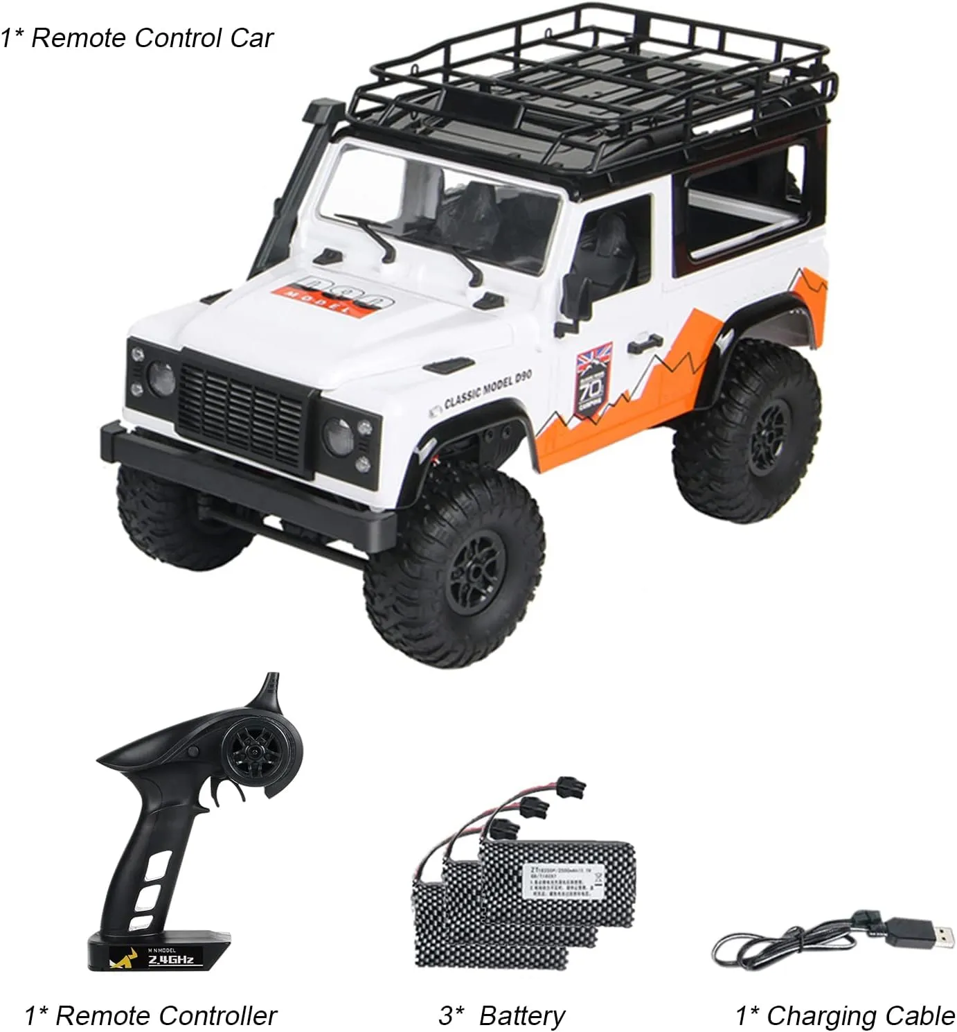 GoolRC MN99 RC Rock Crawler, 1:12 Scale Remote Control Car, 2.4GHz 4WD Off Road RC Truck, All Terrains Climbing Car, Electric Vehicle Toys Gifts for Adults, Include 3 Batteries (White)