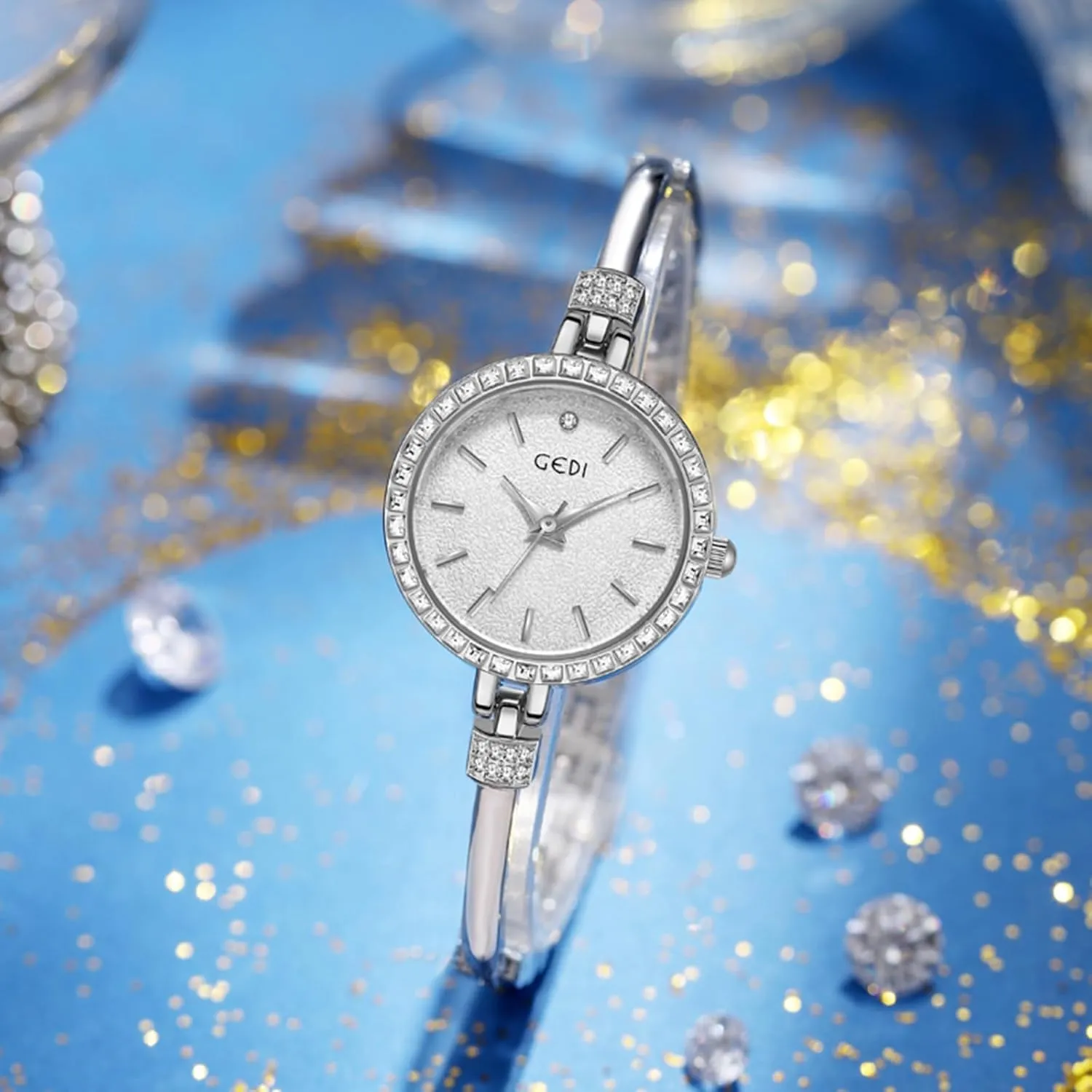 Gosasa Luxury Women’s Quartz Watch Diamonds Bracelet Waterproof Analog Wristwatch for Female Girls Student