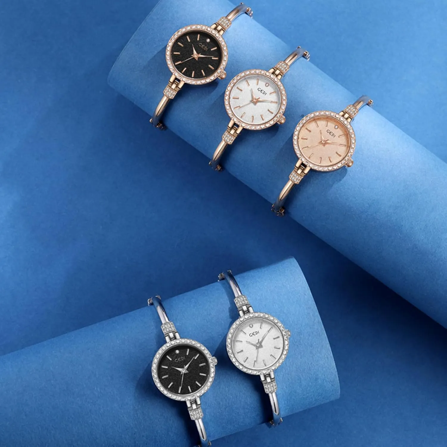 Gosasa Luxury Women’s Quartz Watch Diamonds Bracelet Waterproof Analog Wristwatch for Female Girls Student