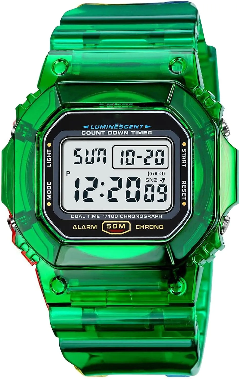 Gosasa Womens Watch Gradient Color Silicone Plating Digital Electronic Waterproof Sports Wristwatches Casual Watch Student Watches