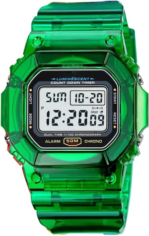 Gosasa Womens Watch Gradient Color Silicone Plating Digital Electronic Waterproof Sports Wristwatches Casual Watch Student Watches