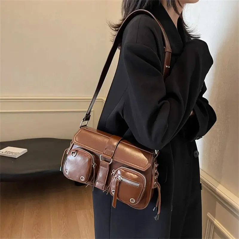 Gothic Drawstring Multi Pocket Shoulder Bags