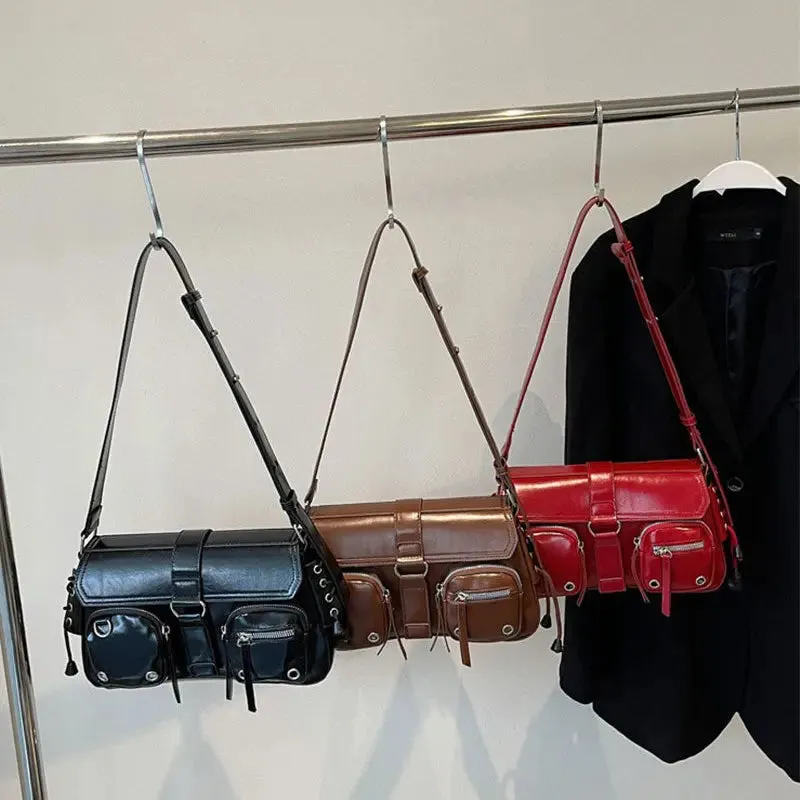 Gothic Drawstring Multi Pocket Shoulder Bags