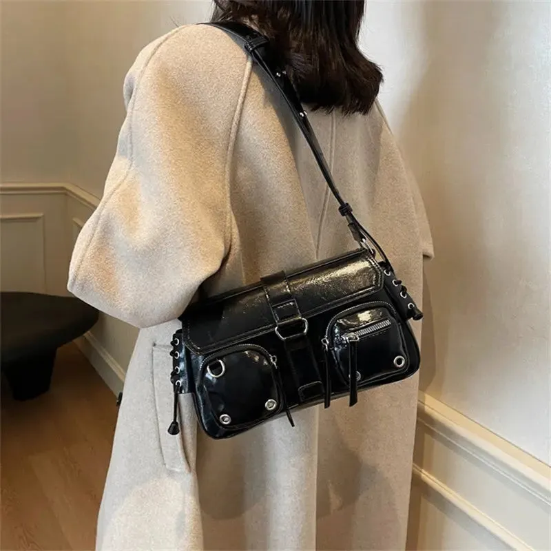 Gothic Drawstring Multi Pocket Shoulder Bags