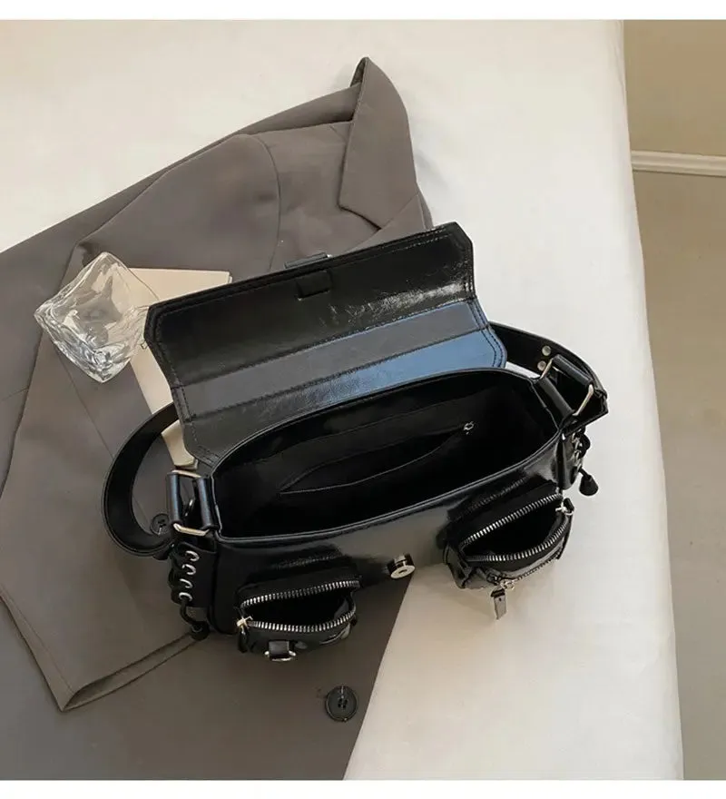 Gothic Drawstring Multi Pocket Shoulder Bags
