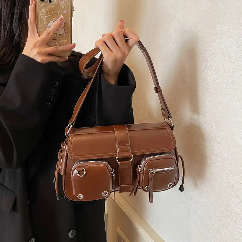 Gothic Drawstring Multi Pocket Shoulder Bags