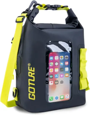Goture Dry Bag, 5L Waterproof Bag with Shoulder Straps, 500D PVC Small Dry Sack Touchscreen Waterproof Backpack Phone Pouch, Roll Top Crossbody for Kayaking, Boating, Fishing, Camping, Beach, Travel