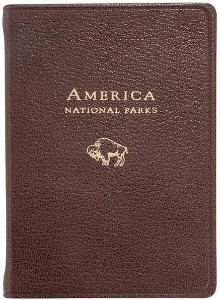 Graphic Image America National Parks Atlas in Mocha Goatskin Leather (tm) -