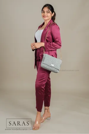 Gray X White Sling Koodai (Comes with removable Gold Chain Sling)