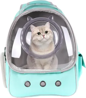 Green Cat Backpack,Cat Bubble Backpack, Cat Bag Carrier with Bubble Dome for Hiking, Travel, Outdoor Cycling,Airline Approved, Fit up to 18 lbs.