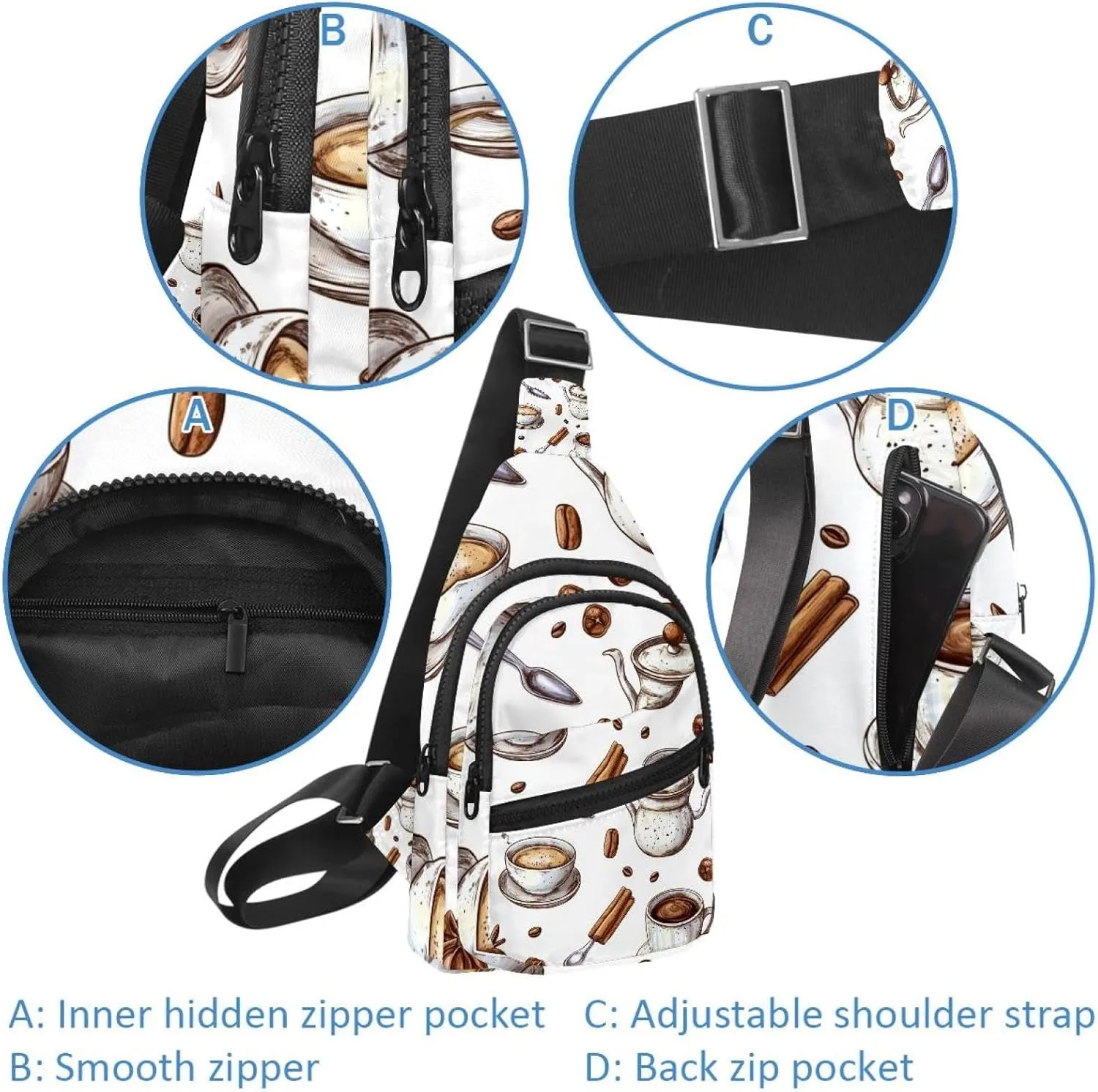 Grinder and cinnamon spices cezve Turkis (1) Small Crossbody Sling Backpack Bag for Women Men