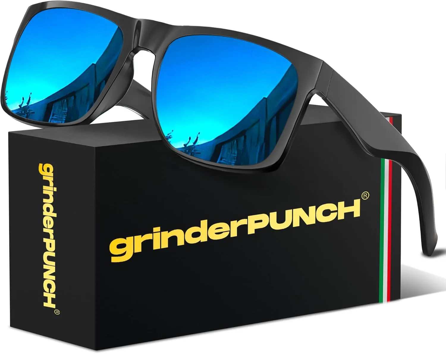 grinderPUNCH XL Large Face Polarized Sunglasses Big Heads Wide Face, Extra Wide Oversized Sunglasses for Driving Glasses