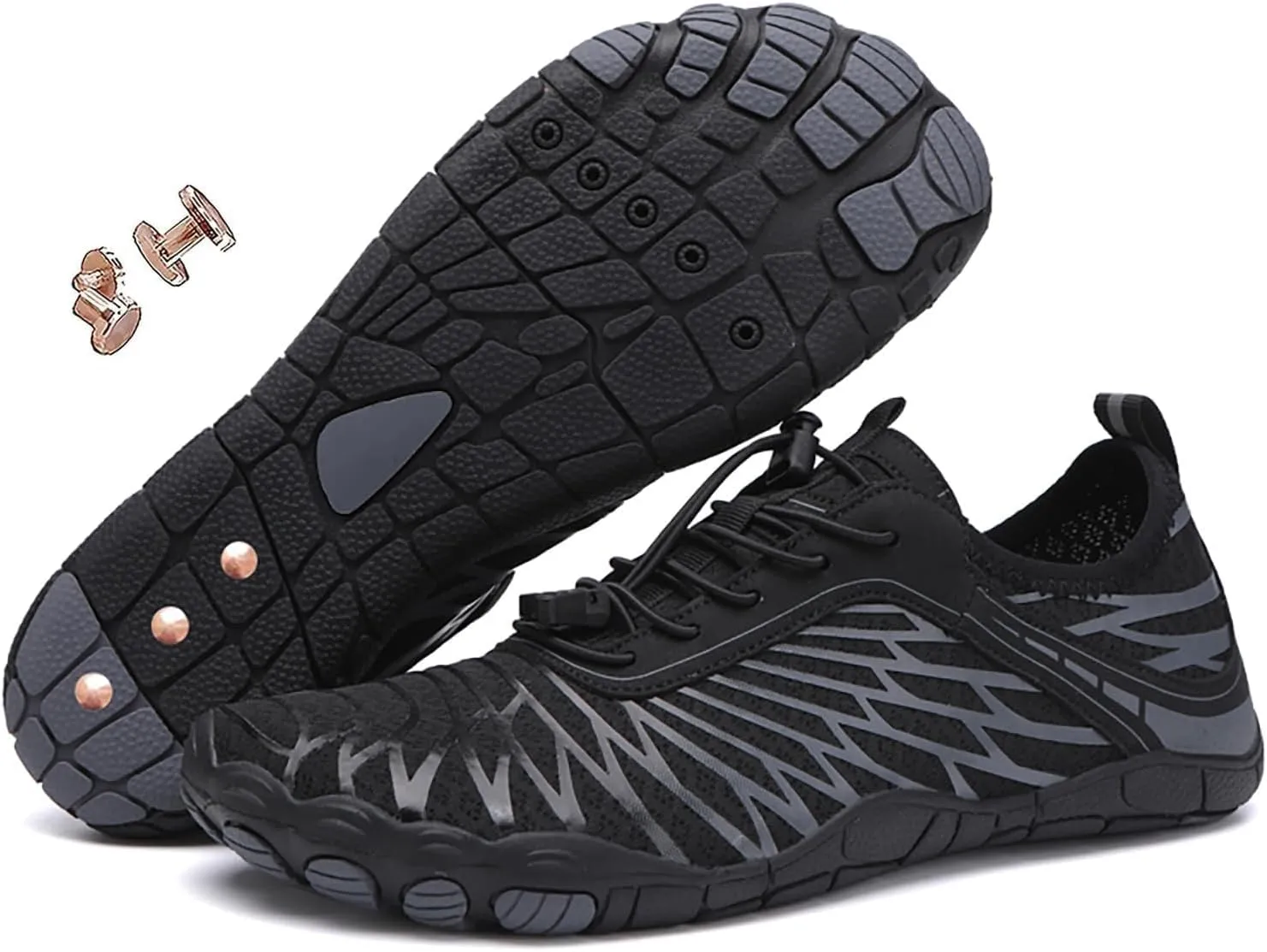 Grounding Shoes with Copper, Hike Barefoot for Women Men, Breathable Non-Slip Grounded Barefoot Footwear, Wide Toe Water Shoes for Hiking