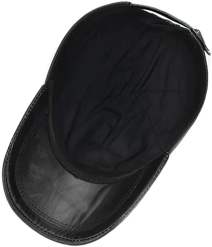 Gudessly Adjustable Men's Genuine Cowhide Leather Baseball Cap for Fall Winter Outdoor Sports Hat