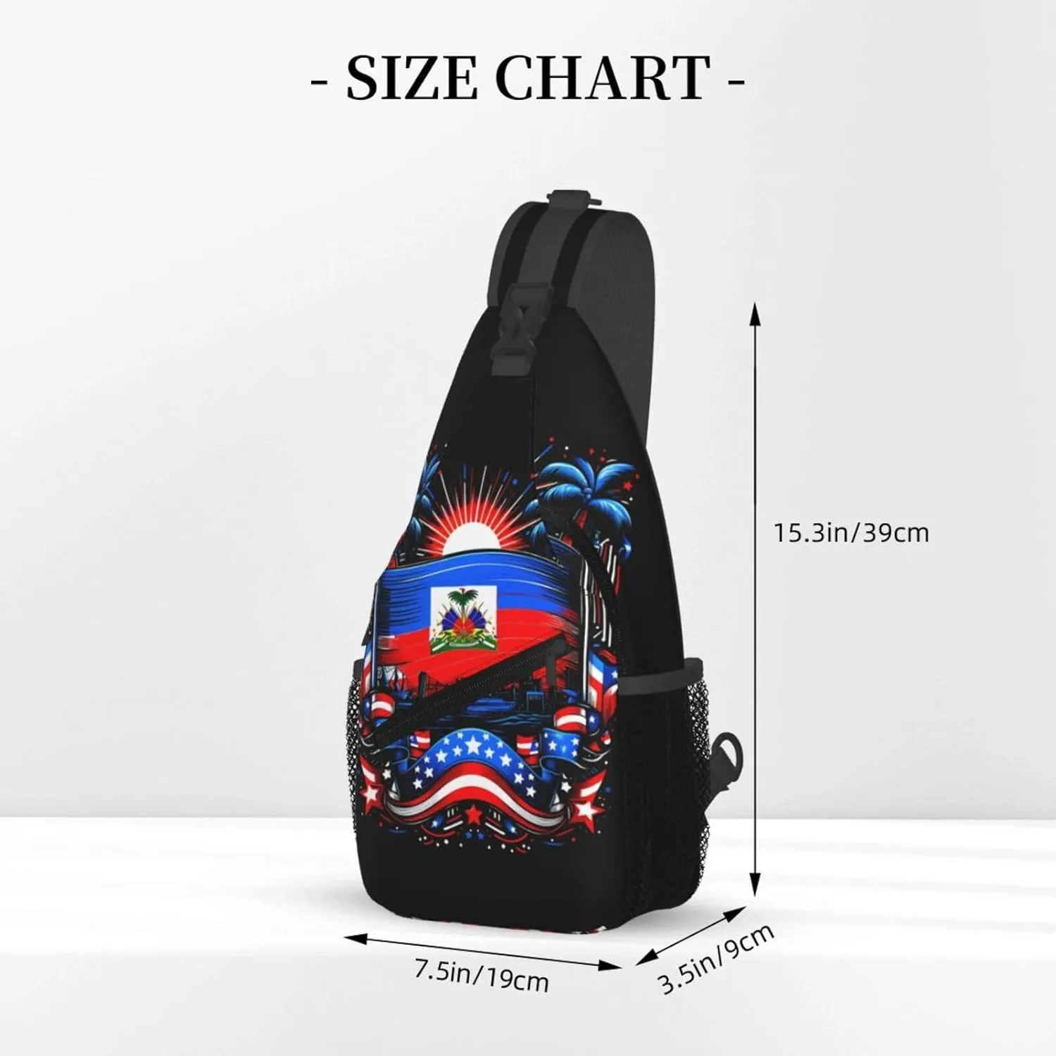 Haiti Flag Day Haitian Pride Crossbody Bag Cross Chest Bag Adjustable Sling Backpack Sports Gym Shoulder Bags Travel Cycling Daypack Diagonally Casual Rucksack