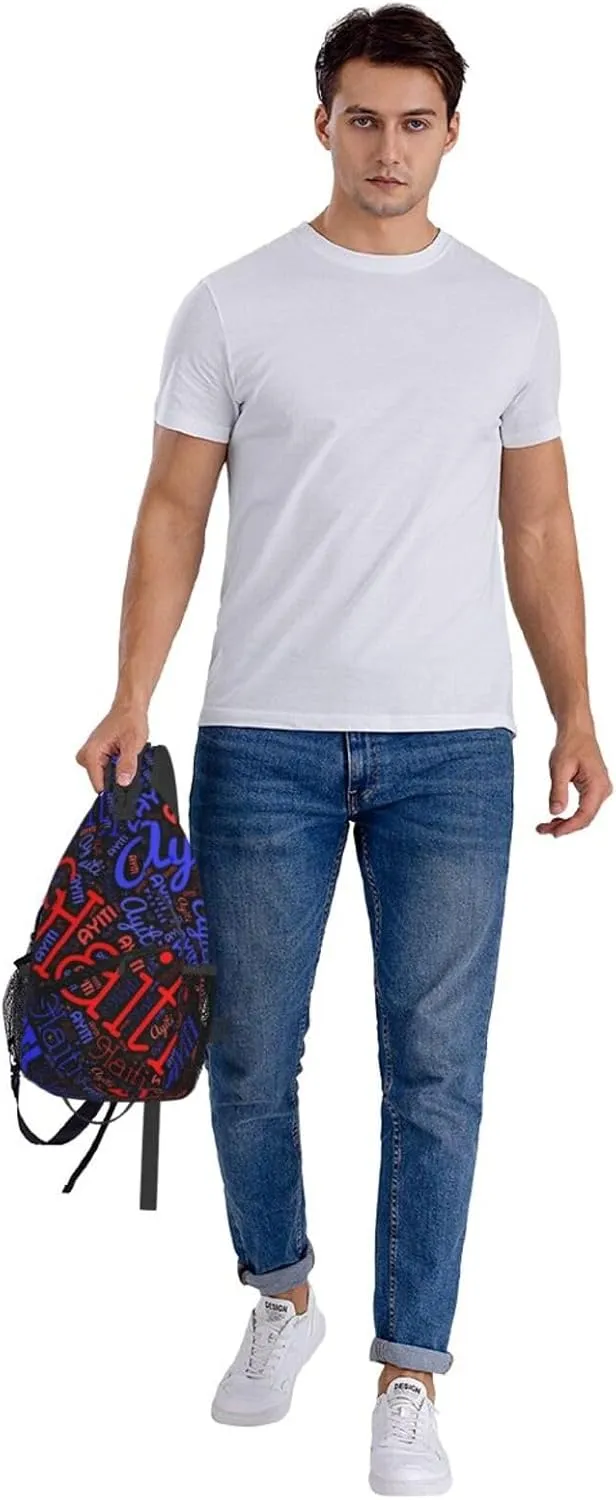 Haiti Haitian Flag Crossbody Bag Cross Chest Bag Adjustable Sling Backpack Sports Gym Shoulder Bags Travel Cycling Daypack Diagonally Casual Rucksack