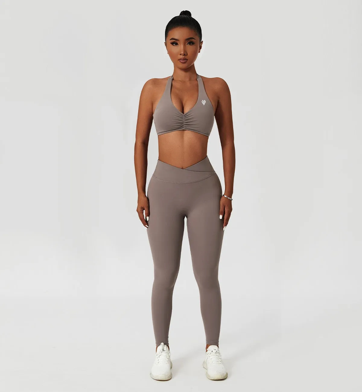 Halter Neck Ruched Sports Bra